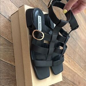 Steve Madden Black Platform Sandals with Adjustable Straps